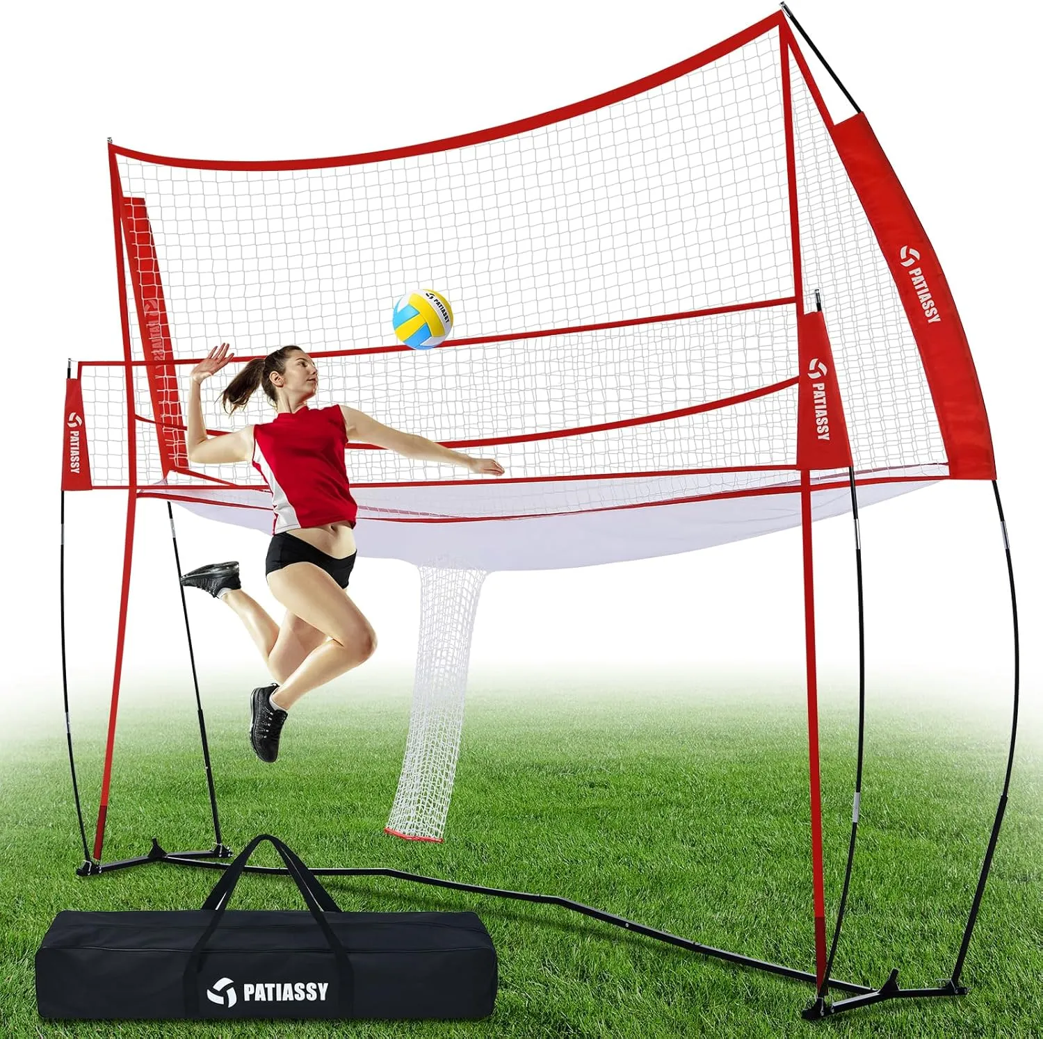 14 * 11FT Volleyball Training Equipment Net for Indoor Outdoor Use Volleyball Practice Net Great for Serving and Dunking Drills with Easy Setup