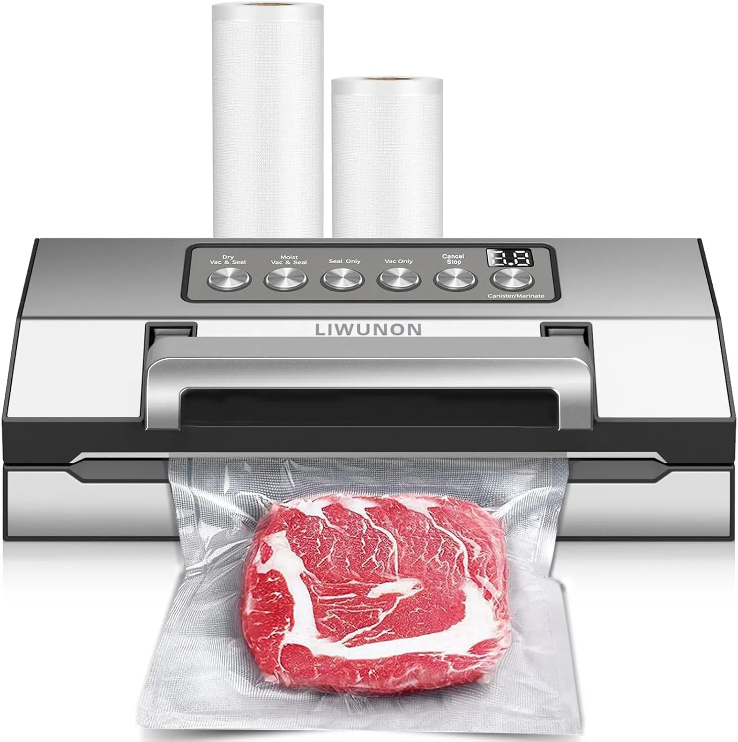 2025 Upgraded Precision Fast-Vacuum Sealer – LIWUNON Commercial Full Automatic Food Vacuum Sealer Machine, Double Heat Seal, Built-in Cutter&Large Bag Storage, Pro Food Vacuum Saver with Starter Kits