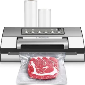 2025 Upgraded Precision Fast-Vacuum Sealer – LIWUNON Commercial Full Automatic Food Vacuum Sealer Machine, Double Heat Seal, Built-in Cutter&Large Bag Storage, Pro Food Vacuum Saver with Starter Kits