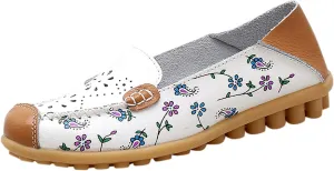 2025 Women Closed Toe Shoes Fashion Beautiful Cute Flower Soft Sole Walking Footwear Comfortable Breathable Flat Casual Shoe Summer Outdoor Party Dance Non-Slip Slip-On Leather Slippers