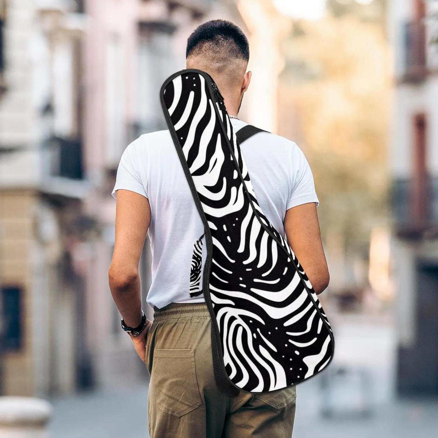 23" Ukulele Bag Abstract Liquid Stripes Background Padding Carry Case Ukulele Cover with Storage and Thick Handle