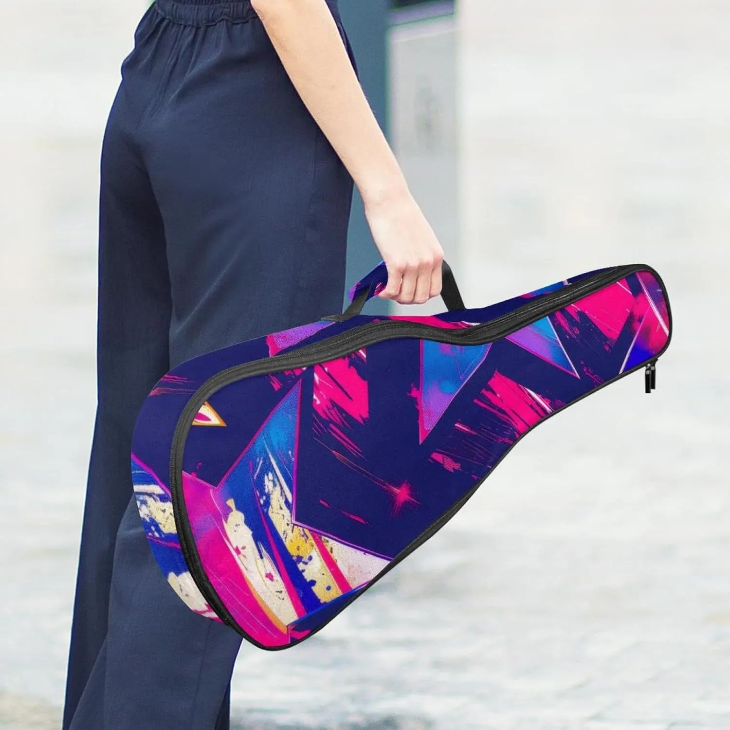 23" Ukulele Bag Cute Stars Seamless Padding Carry Case Ukulele Cover with Storage and Thick Handle
