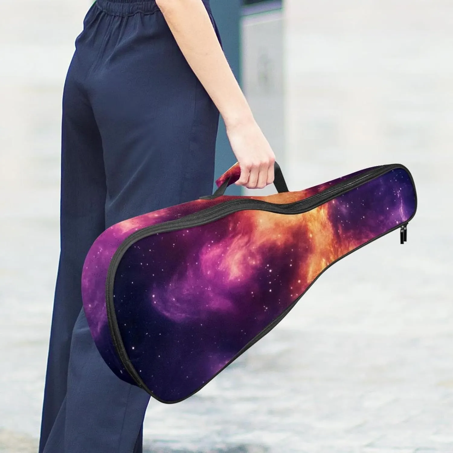 23" Ukulele Bag Stary Night Cosmos Universe Astronomy Padding Carry Case Ukulele Cover with Storage and Thick Handle