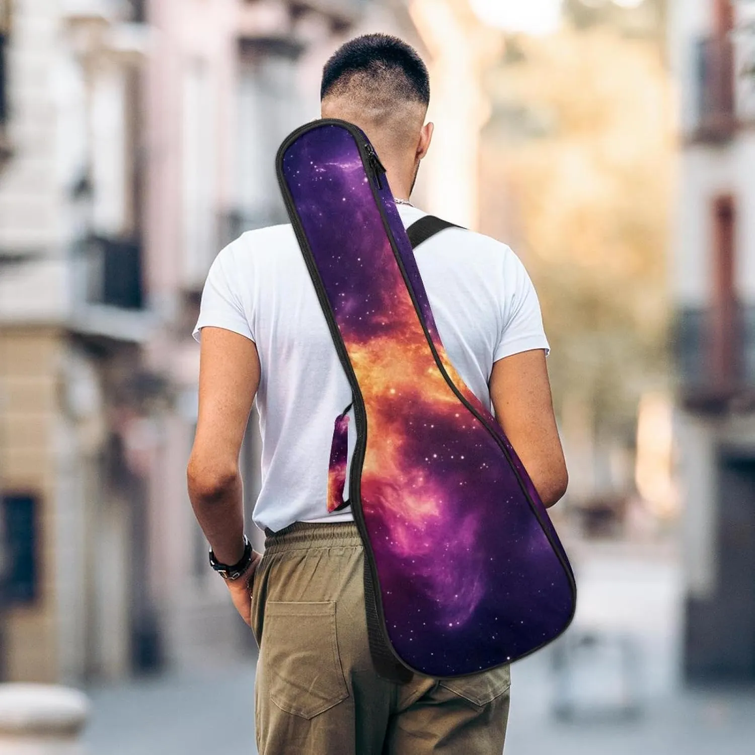 23" Ukulele Bag Stary Night Cosmos Universe Astronomy Padding Carry Case Ukulele Cover with Storage and Thick Handle
