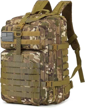 45L Military Tactical Backpack for Men Women, 3 Day Assault Pack Army Camping Molle Bag Hiking Backpacks (CP Camo)