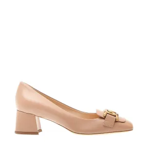 50Mm Heel Pump In Nude Leather