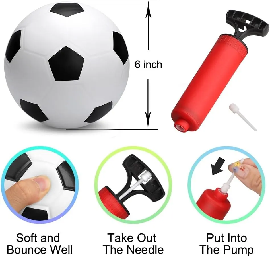 6 Inch Mini Soccer Balls for Kids Toddler, Small Soccer for Mini Goal Hoop, KickBall Soft Footballs Sport Game for Indoor Outdoor Playground Beach, Pool Ball with Pump For Inflatables Float - 6PCS