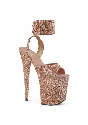 8" Heel, 4" PF Glitter Ankle Strap Sandal