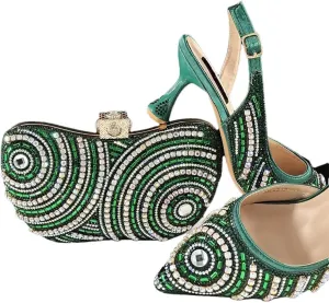 All-Match Stiletto Heel Square Toe Party Office Women Sandals Crossbody Bag Set