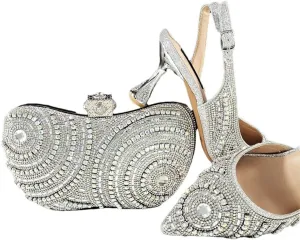 All-Match Stiletto Heel Square Toe Party Office Women Sandals Crossbody Bag Set