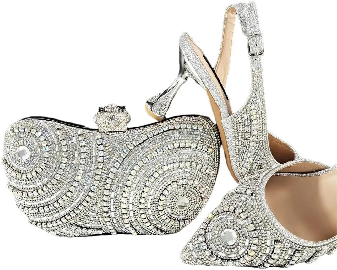 All-Match Stiletto Heel Square Toe Party Office Women Sandals Crossbody Bag Set