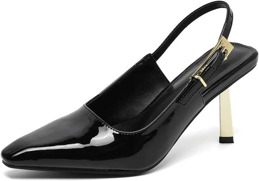 Amoji Women 3.5 In Kitten Heel Slingback Dress Shoes FZ334