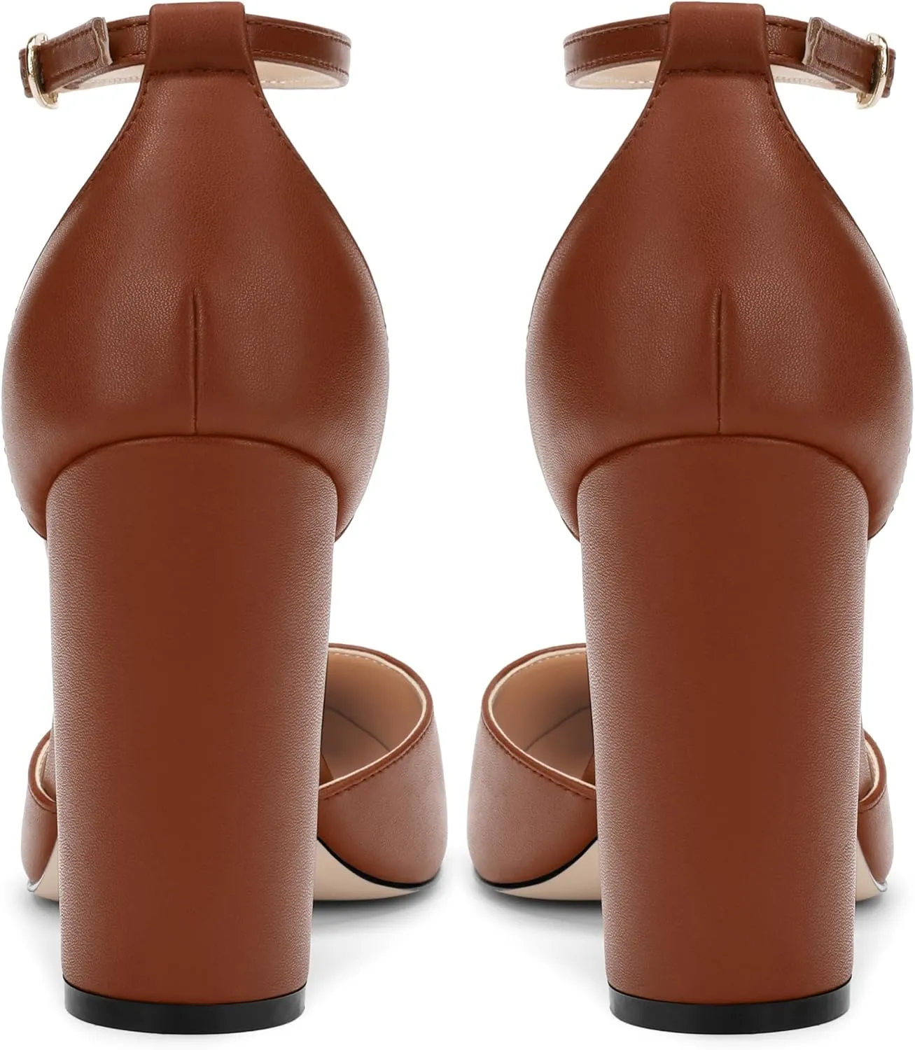Ankle Strap Heels for Women,Chunky Block Closed Pointed Toe Matte Pumps,Dress Wedding Party Shoes 3 Inch