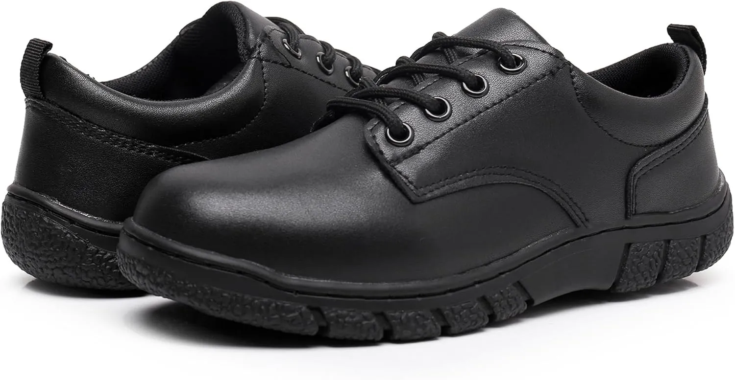 Apakowa Boys Oxford School Uniform Loafer Shoes Adjustable Strap Comfort Dress Shoes (Toddler/Little Kid/Big Kid)