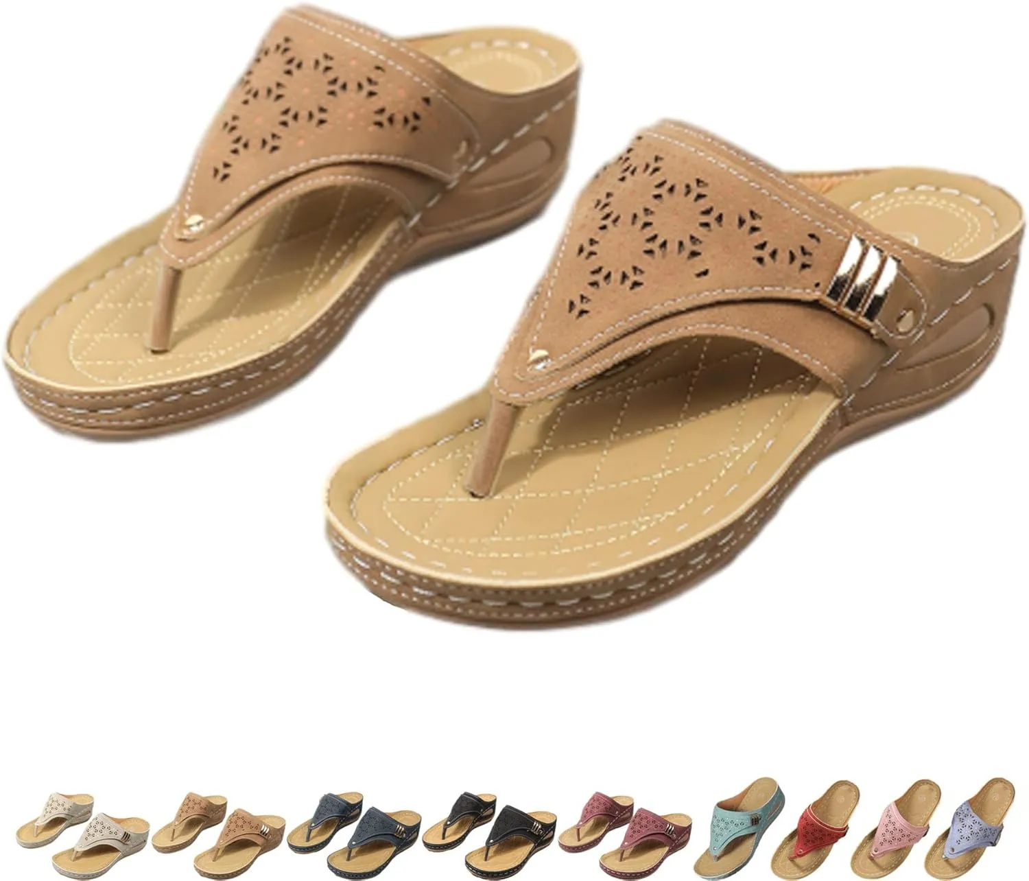 Avylays Orthopedic Sandals, Breathable Mesh Sports Sandals With Non-Slip Sole, Wedge Heel Thick-Soled Slippers Womens
