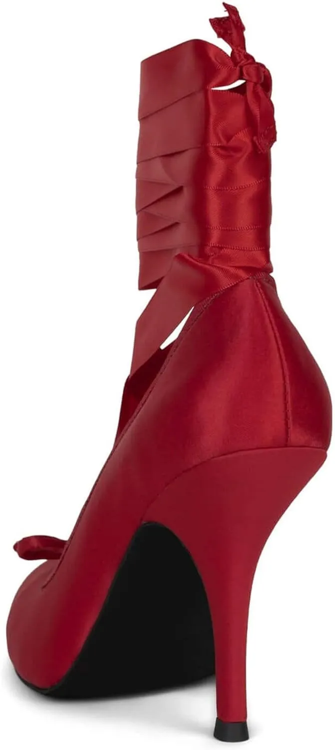 Ballet Heels for Women with Lace up Bows Closed Toe Mary Jane Heels Comfortable Square Toe Womens Ballerina Pumps Casual Dress Shoes for Women Dressy.