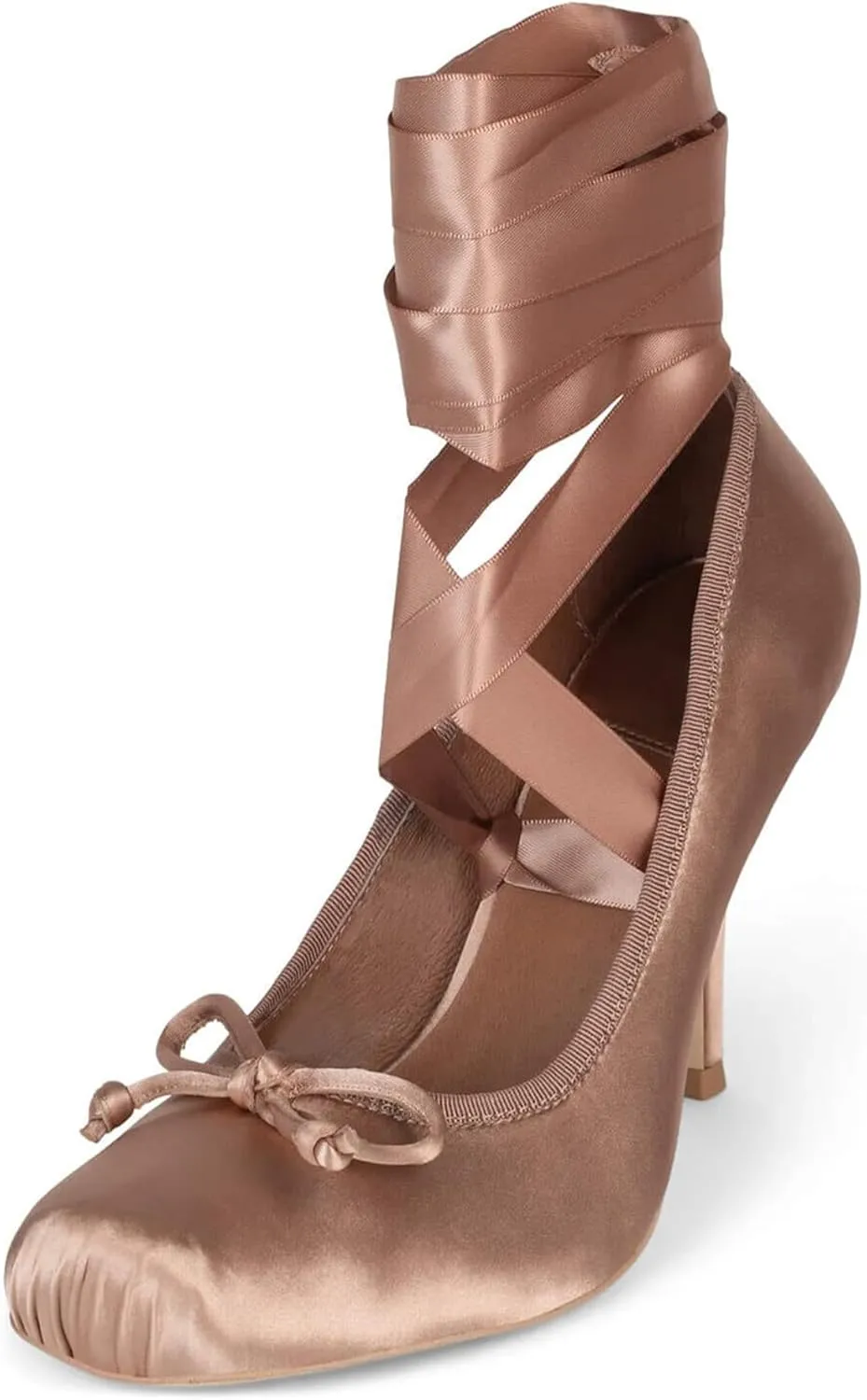 Ballet Heels for Women with Lace up Bows Closed Toe Mary Jane Heels Comfortable Square Toe Womens Ballerina Pumps Casual Dress Shoes for Women Dressy.