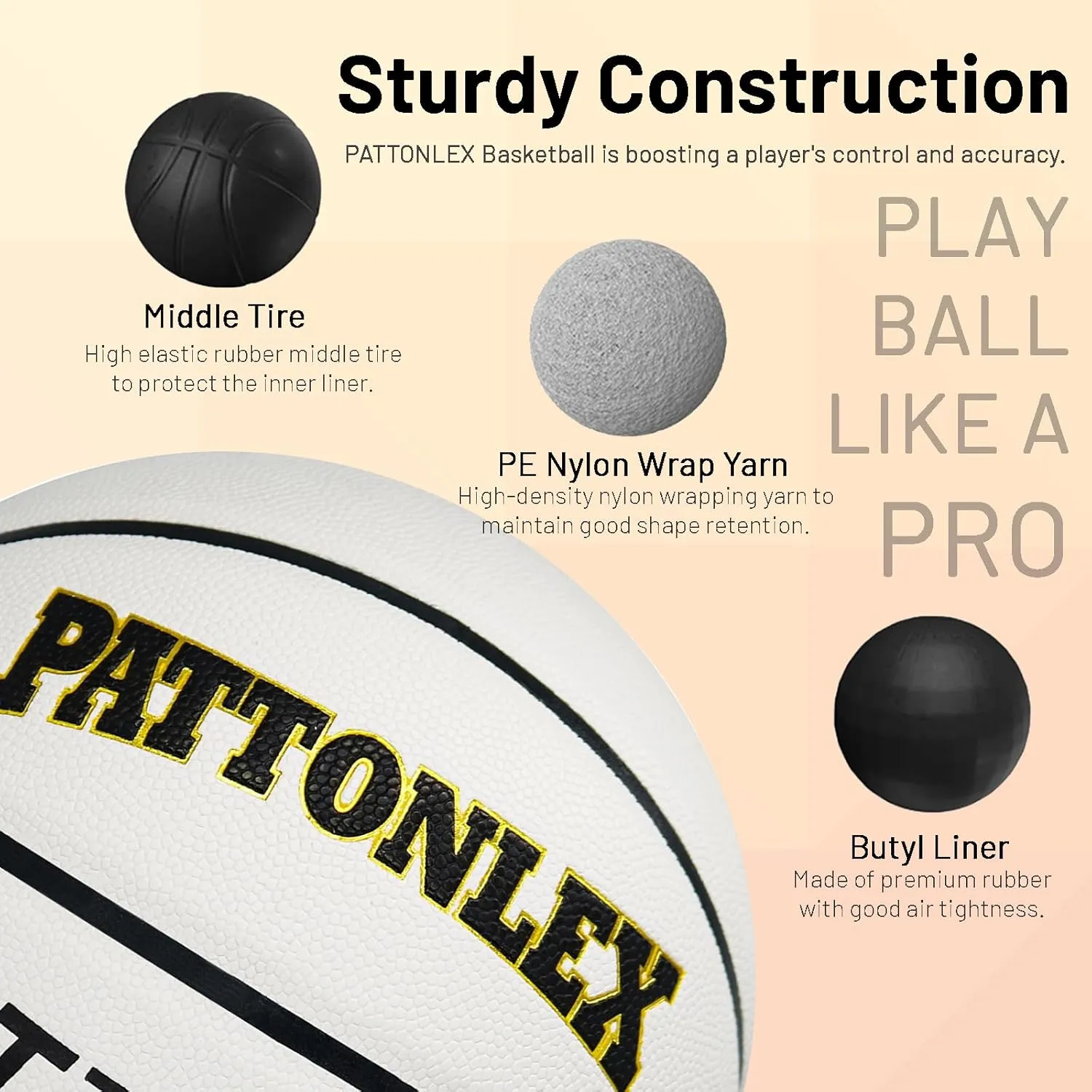 Basketball 29.5" - Official Size 7-Composite Leather - Indoor/Outdoor Basketball Ball for Adult Men