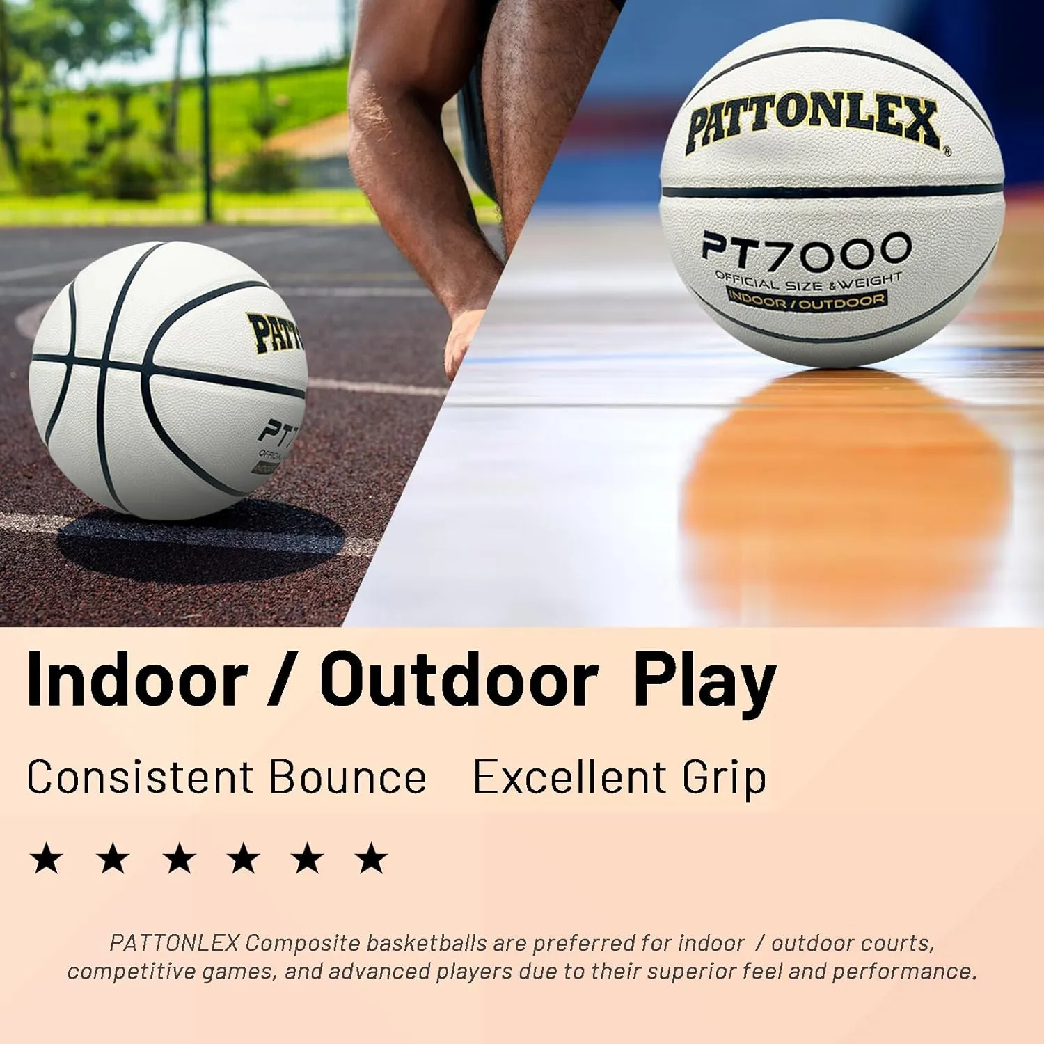 Basketball 29.5" - Official Size 7-Composite Leather - Indoor/Outdoor Basketball Ball for Adult Men