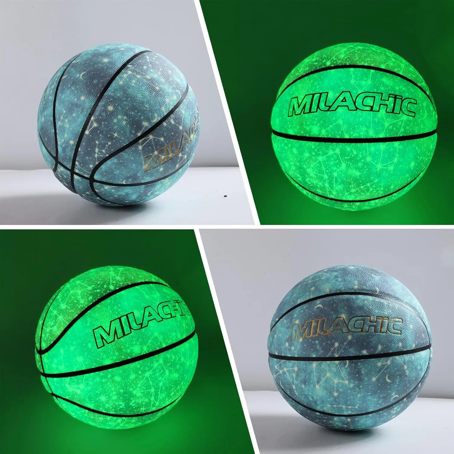 Basketball, Glow in The Dark Basketball, Glowing Leather Luminous Basketball Gift for Youth, Men, Women, Indoor-Outdoor Night Basketball Size 7(29.5") / 6(28.5") / 5 (27.5") with Pump