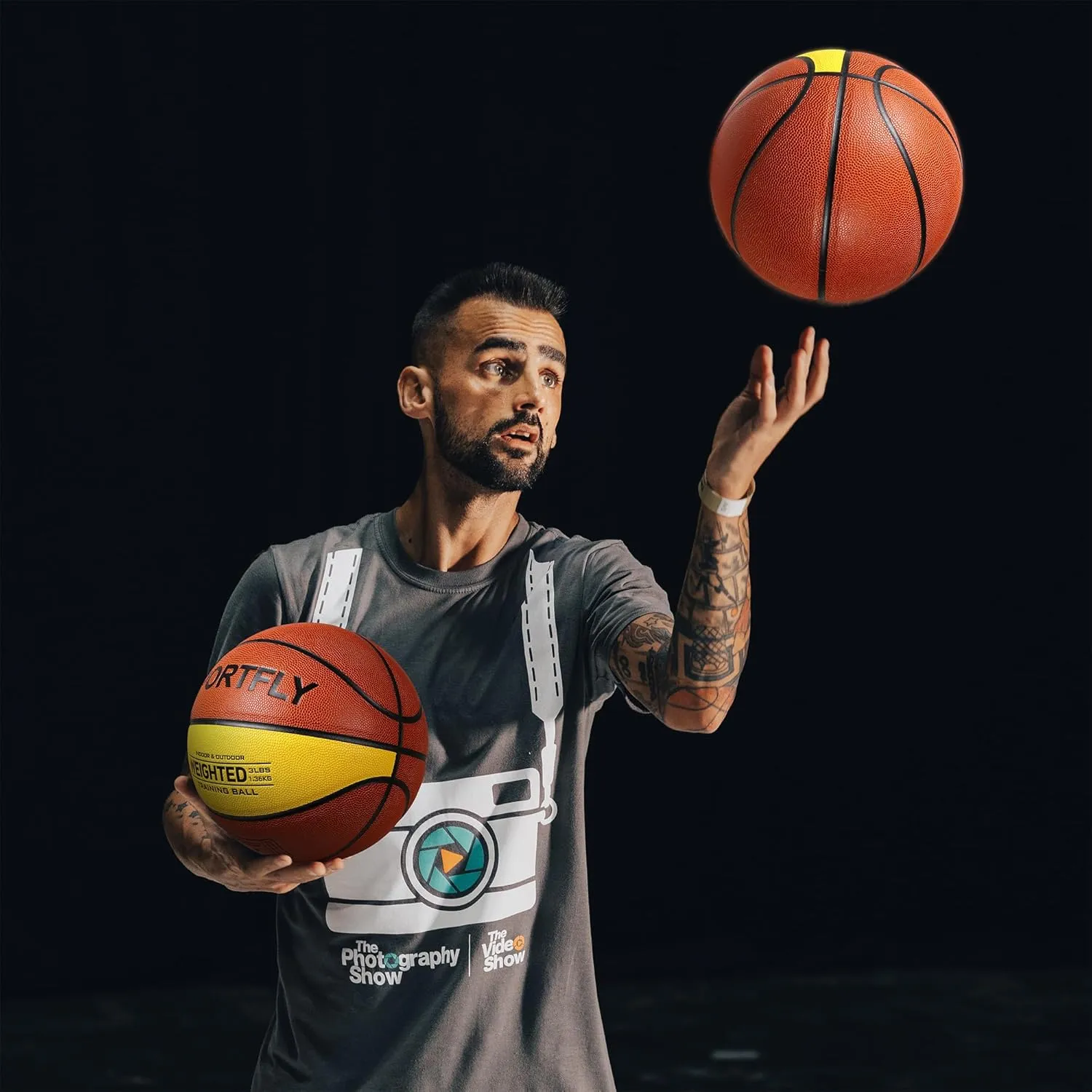 Basketball Weighted 1.3kg Auxiliary Heavy Ball 3lbs Size 7 for Indoor and Outdoor Training, Training Heavy Basketball for Improving Dribbling and Ball Control