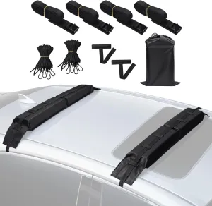 Benlari Universal Car Soft Roof Rack Pads, Roof Pads for Kayak Surfboard SUP Paddle Board Snowboard Canoe Include 2 Heavy Duty Tie Down Straps, 2 Tie Down Rope, 2 Quick Loop Strap and Storage Bag