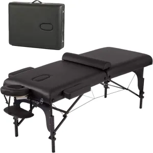 BestMassage Massage Bed Portable Massage Table 77" L 30" W 4" THK Lash Bed Heigh Adjustable 2 Folding PU Leather Spa Table with Oxford Bag for Spa Footmassage Facial CareSpa Tattoo