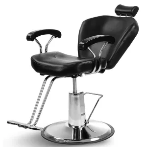 Black Reclining Hydraulic Barber Chair Styling Salon Beauty Shampoo Spa Equipment PVC Leather High Density Sponge Electroplate Iron 40"x25"x35.40" (LxWxH) of Set