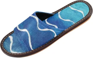 Blue Wave Stripes Breathable Soft Slides Sandals Spa Slippers Indoor for Travel, Hotel, Party,