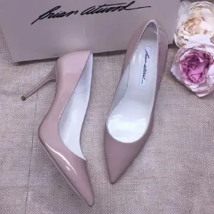 Brian Atwood Nude Leather Heels 39M