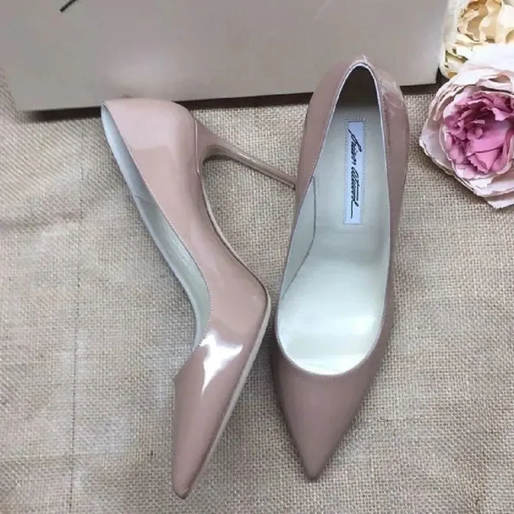 Brian Atwood Nude Leather Heels 39M