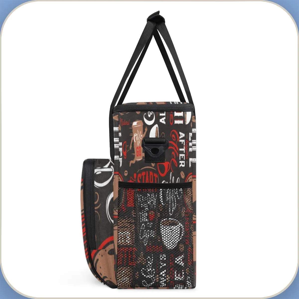 Brown and Red Coffee Cafe Coffee Maker Carring Bag Travel Carrying Storage Tote Bag Compatible with Keurig K-Mini or K-Mini Plus Portable Single Serve Coffee Brewer Case with Pockets for K-cup Pods