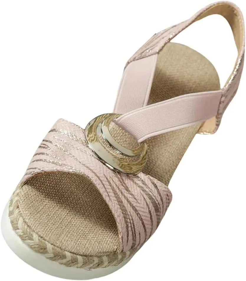 Bulepods Orthopedic Women Sandal Breathable Arch Support Wedge Slip On Vintage Summer