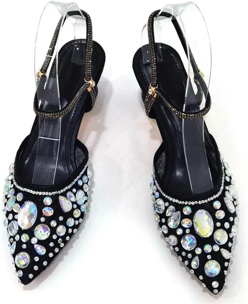 Butterfly Embroidery Champagne Heel Ladies Sandals Work Party Shoes Shoulder Bag Set