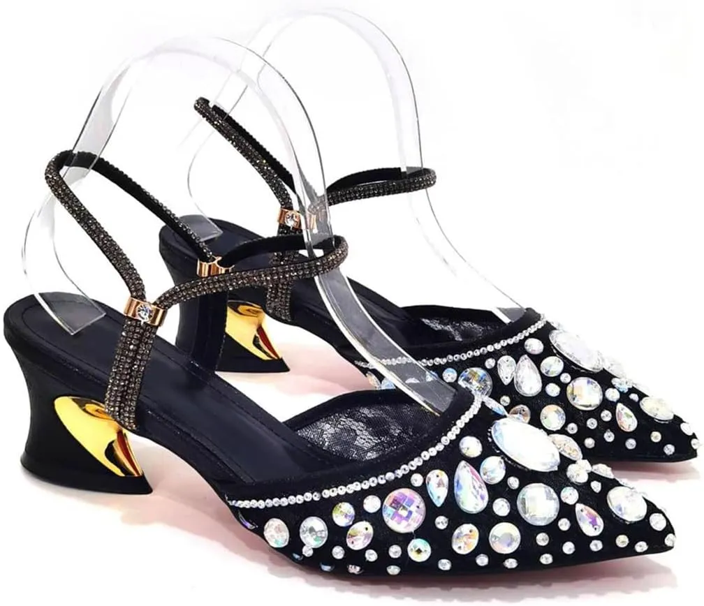 Butterfly Embroidery Champagne Heel Ladies Sandals Work Party Shoes Shoulder Bag Set