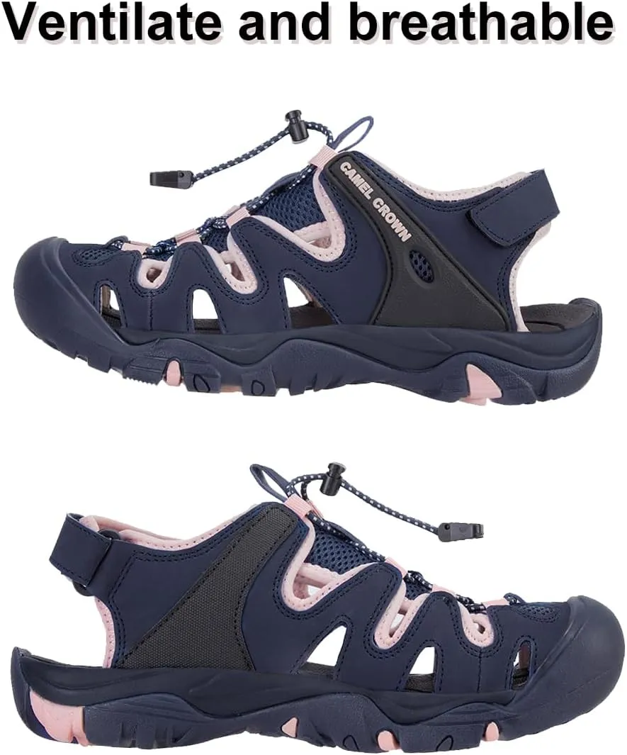 CAMEL CROWN Women's Hiking Sandals Waterproof Closed Toe Water Sandals Comfort Adjustable Athletic Outdoor Sandals for Summer Beach Hiker Walking Fishing
