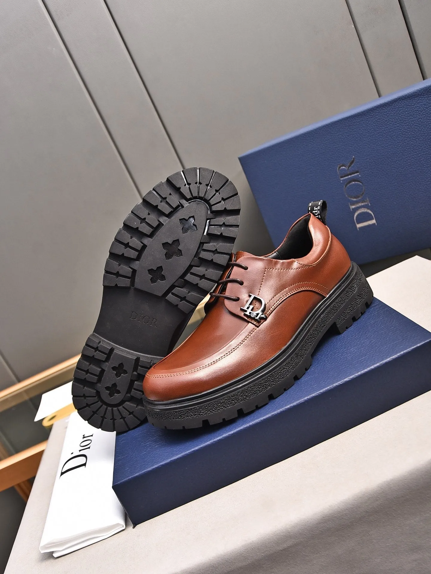CD EXPLORER LACE-UP LOAFER BRICK CALFSKIN