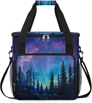 cfpolar Aurora Borealis Coffee Maker Storage Bag, Travel Coffee Maker Carrying Case with K-Mini/K-Mini Plus Compatibility, Dustproof Tote Bag with Shoulder Strap for Women/Men
