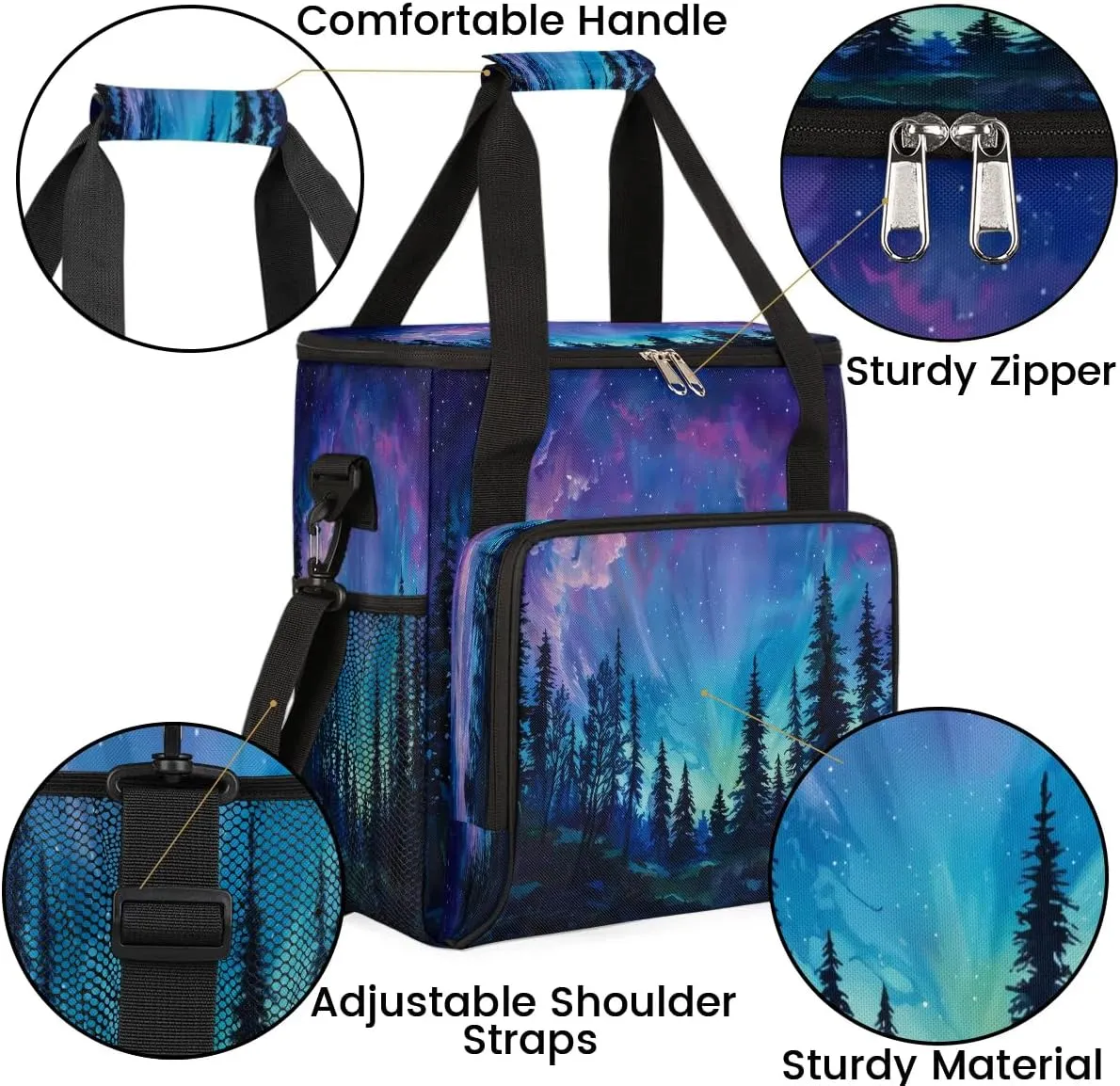 cfpolar Aurora Borealis Coffee Maker Storage Bag, Travel Coffee Maker Carrying Case with K-Mini/K-Mini Plus Compatibility, Dustproof Tote Bag with Shoulder Strap for Women/Men