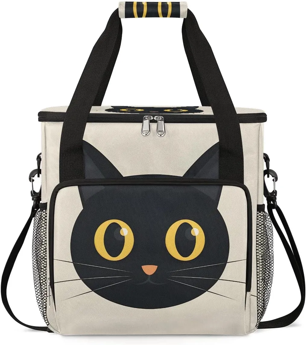 cfpolar Cute Black Cat Face Coffee Maker Storage Bag, Travel Coffee Maker Carrying Storage Tote Bag Compatible with K-Mini or K-Mini Plus, Dustproof Tote Bag with Shoulder Strap for Women Men