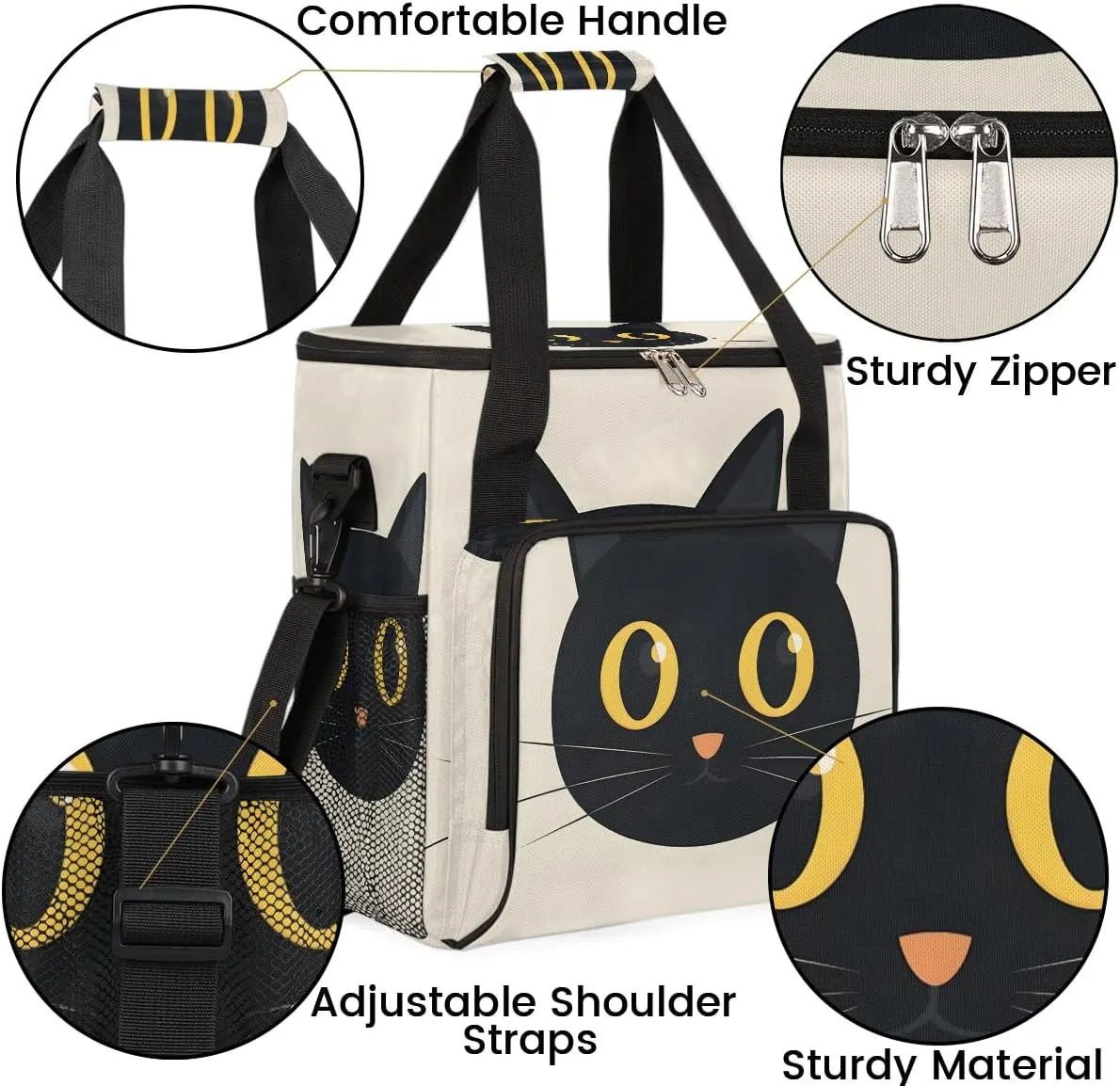cfpolar Cute Black Cat Face Coffee Maker Storage Bag, Travel Coffee Maker Carrying Storage Tote Bag Compatible with K-Mini or K-Mini Plus, Dustproof Tote Bag with Shoulder Strap for Women Men