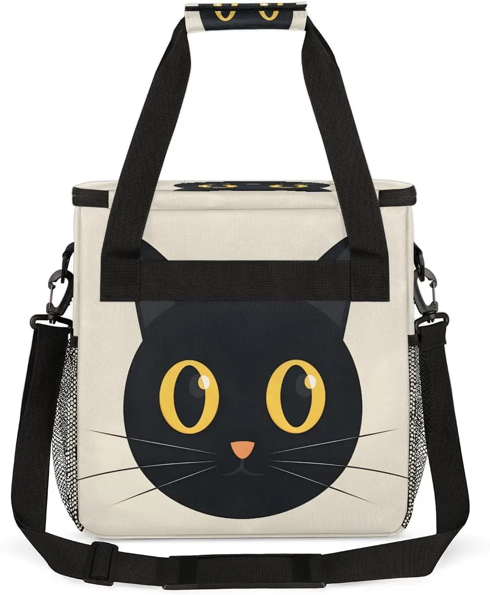 cfpolar Cute Black Cat Face Coffee Maker Storage Bag, Travel Coffee Maker Carrying Storage Tote Bag Compatible with K-Mini or K-Mini Plus, Dustproof Tote Bag with Shoulder Strap for Women Men