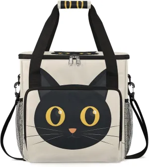 cfpolar Cute Black Cat Face Coffee Maker Storage Bag, Travel Coffee Maker Carrying Storage Tote Bag Compatible with K-Mini or K-Mini Plus, Dustproof Tote Bag with Shoulder Strap for Women Men