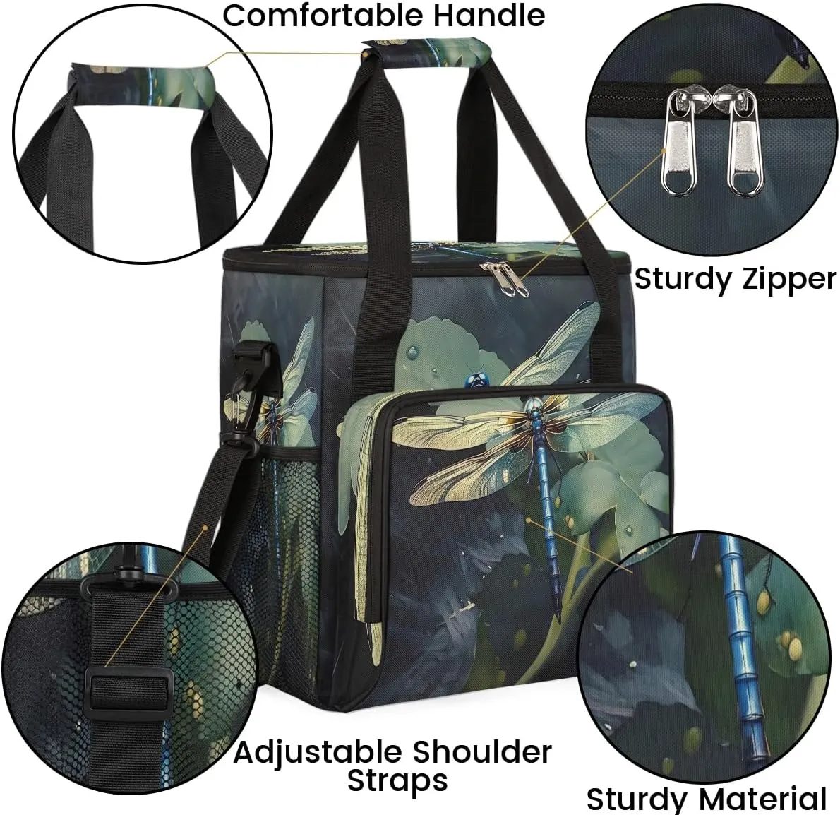cfpolar Dragonfly With Green Leaf Coffee Maker Storage Bag, Travel Coffee Maker Carrying Storage Tote Bag Compatible with K-Mini or K-Mini Plus, Dustproof Tote Bag with Shoulder Strap for Women Men