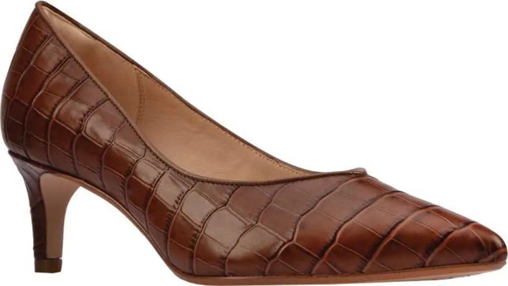 Clarks Women's Genoa55 Court Pump Dark Tan Croc Leather