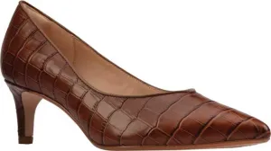 Clarks Women's Genoa55 Court Pump Dark Tan Croc Leather