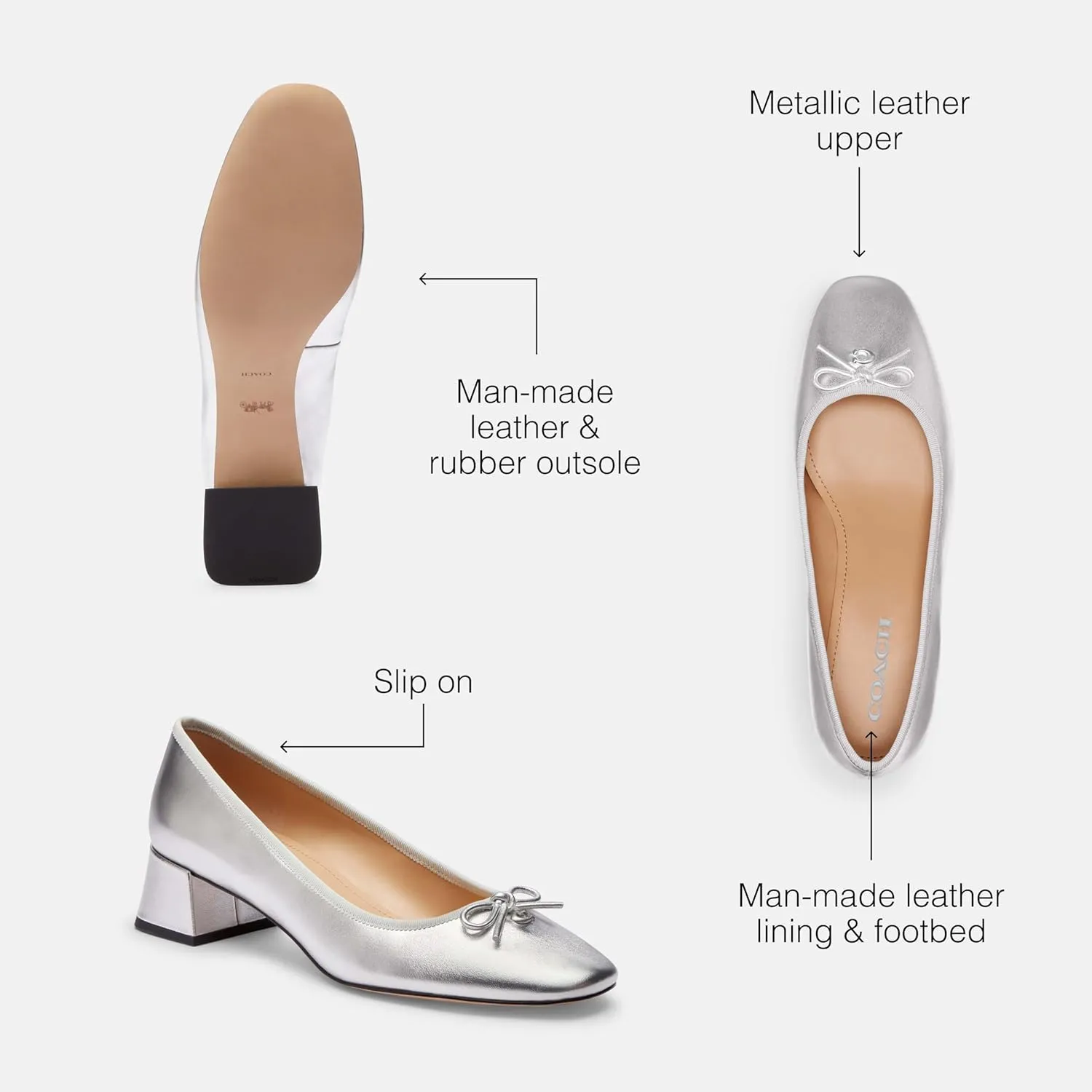 Coach Women's Ava Metallic Leather Ballet Pump