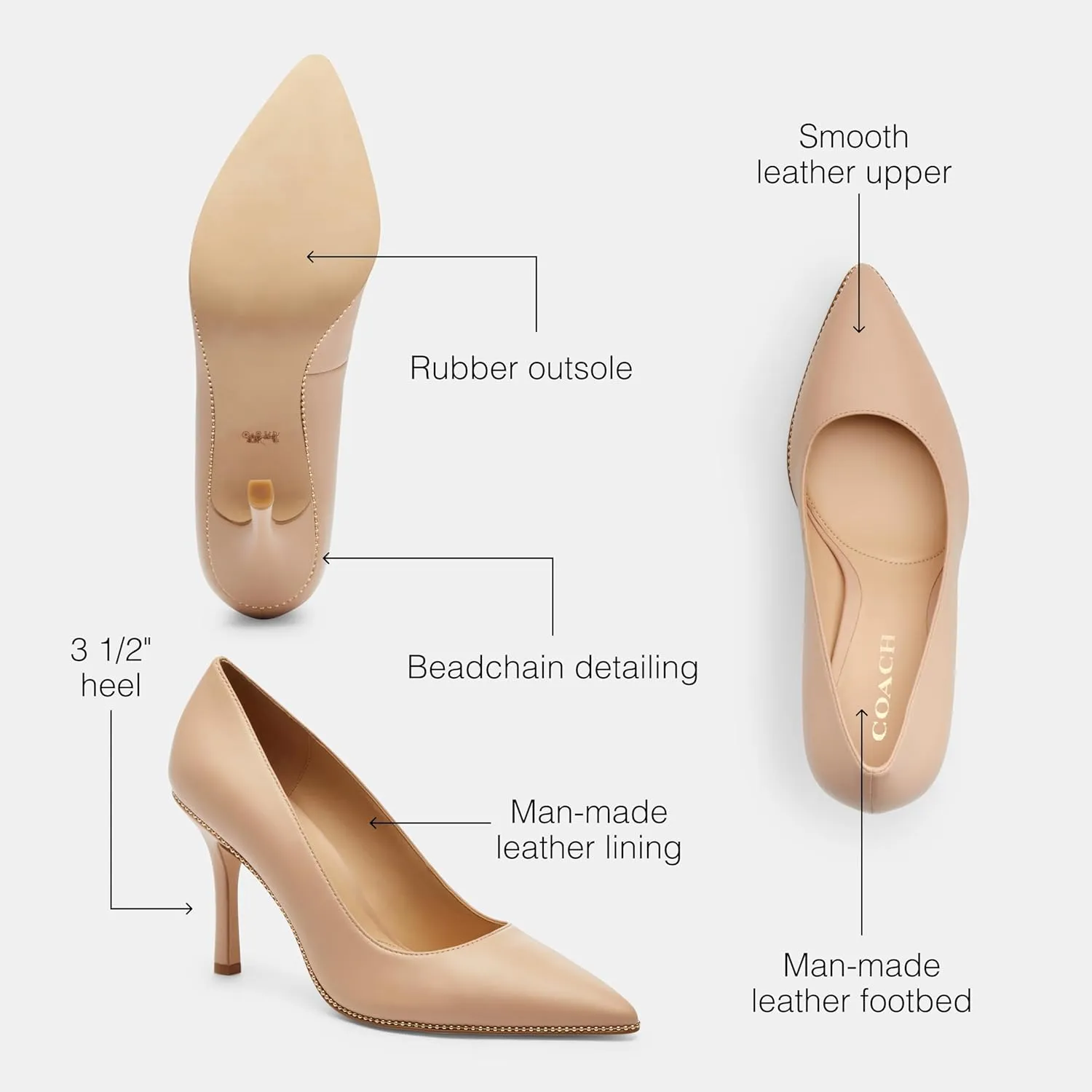 Coach Women's Samantha Pump, Pale Blush, 8.5
