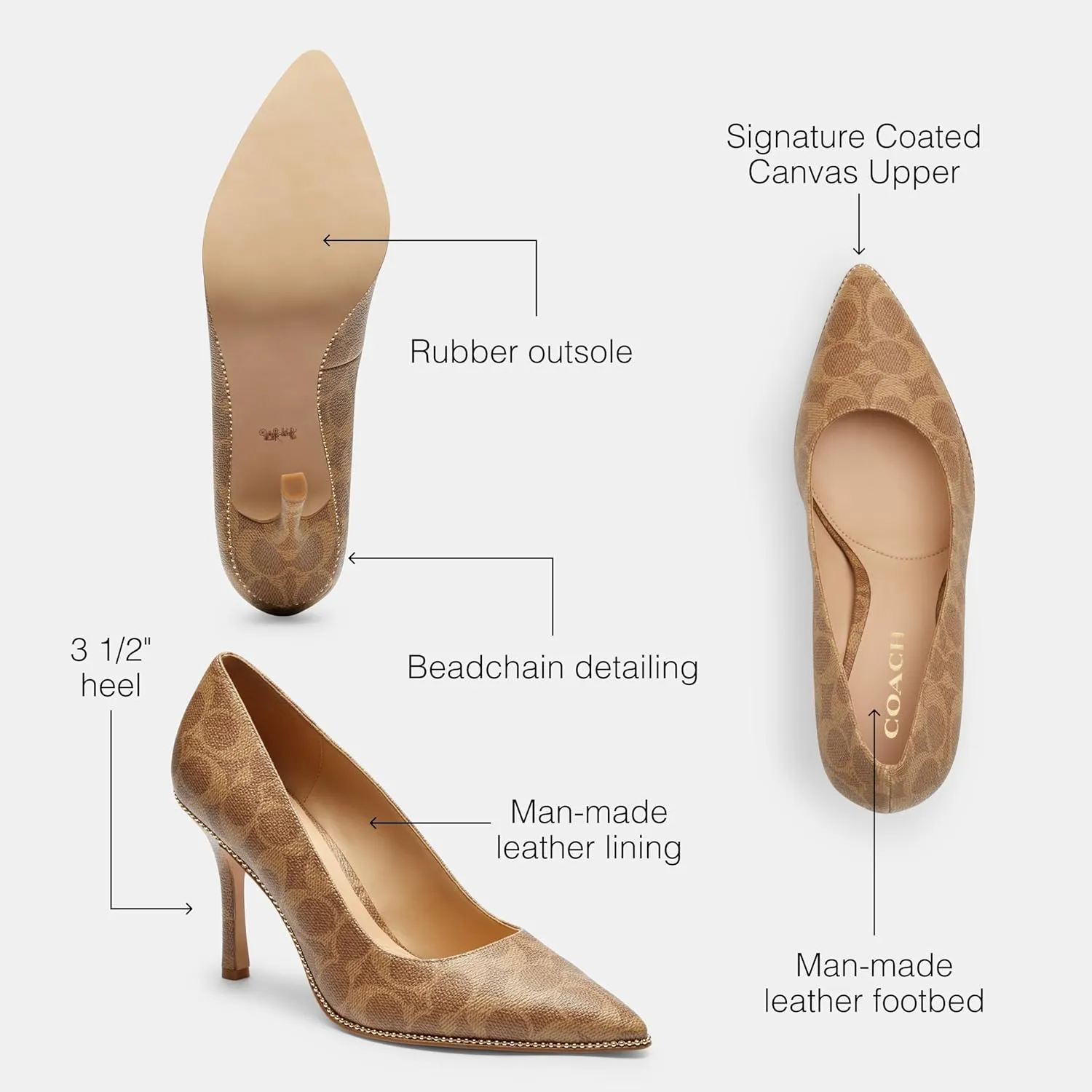Coach Women's Samantha Pump, Tan, 7