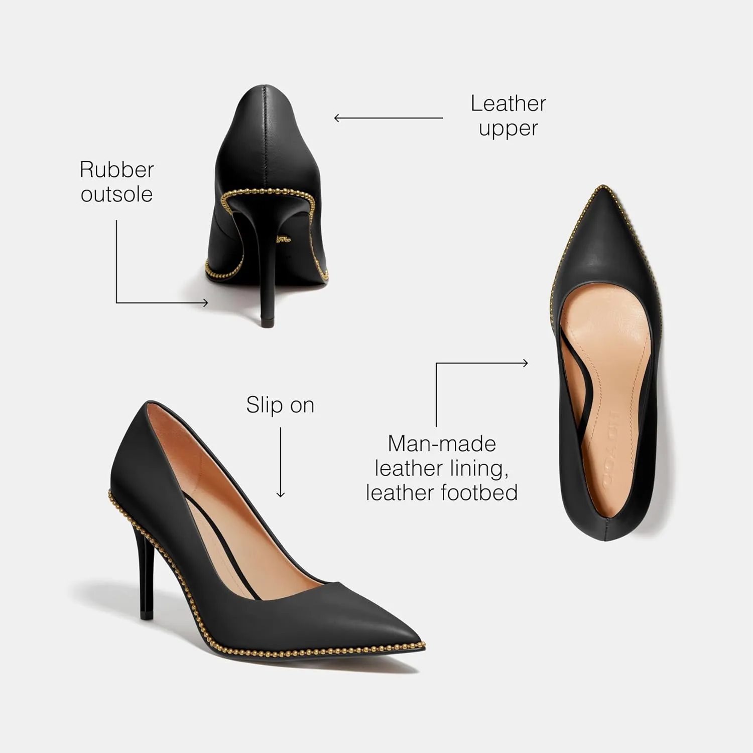 Coach Women's Waverly Pump, Black Leather, 7